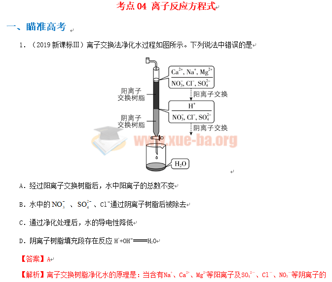 2020高考化学考点剖析考点第2张