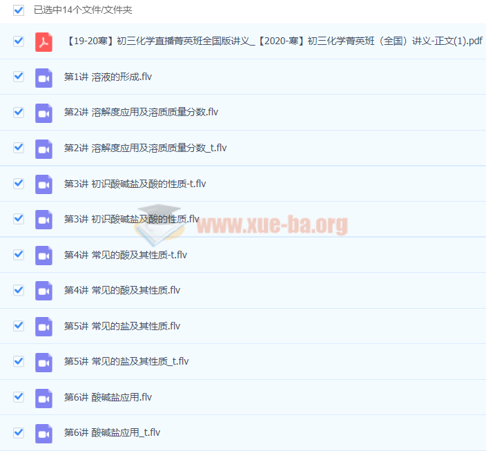 初中化学 2020寒 初三化学直播菁英班（全国版带讲义）陈谭飞第1张